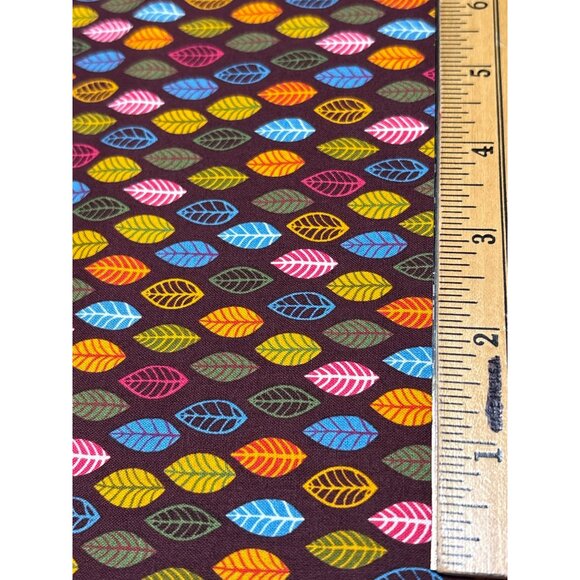 Colorful Leaf Pattern Fabric by Clothworks 23" x 44" Cotton Quilting Sewing Craf - Picture 4 of 4